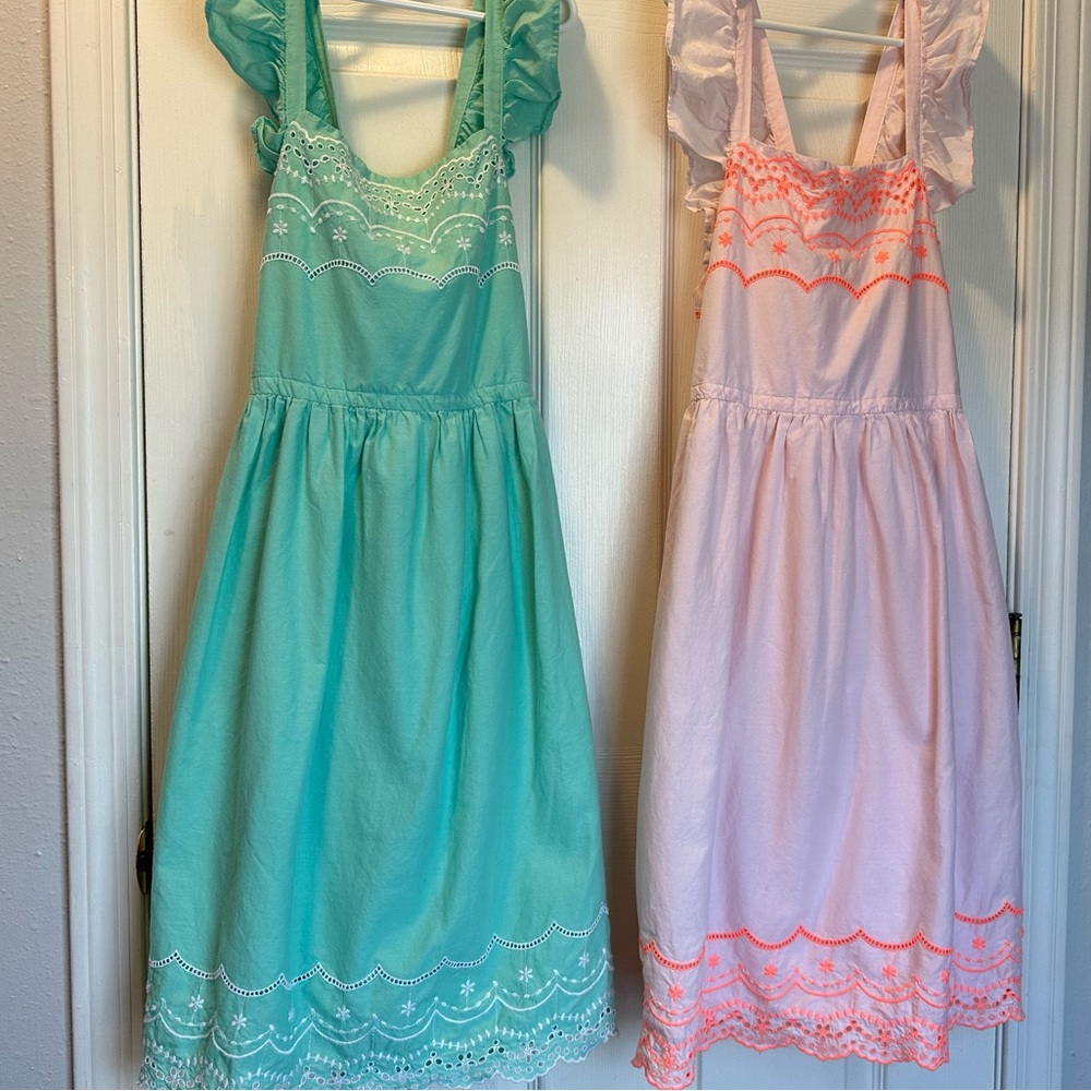 Kids Ruffled Lace Dress Set - Mint Green & Light Pink